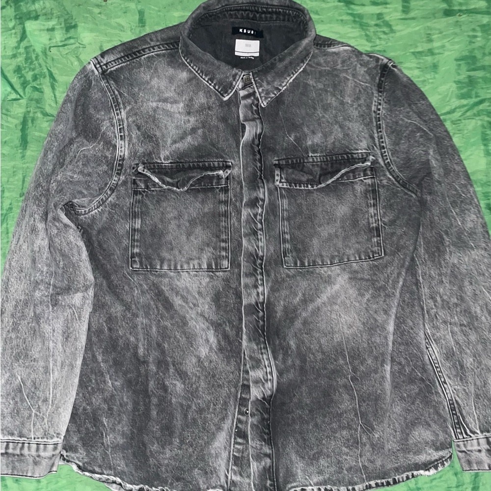 KSUBI Snake bite button down shirt denim size small Dark Gray